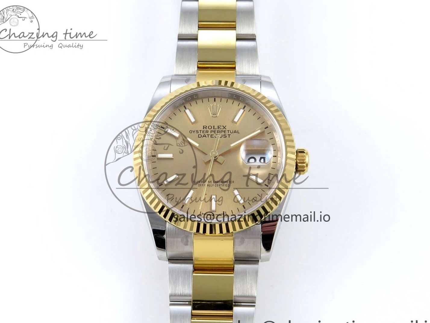 MiroTime 0418 SmartChoice DateJust 36 126233 EWEF Best Edition YG Stick Dial on SS YG Oyster Bracelet A 669